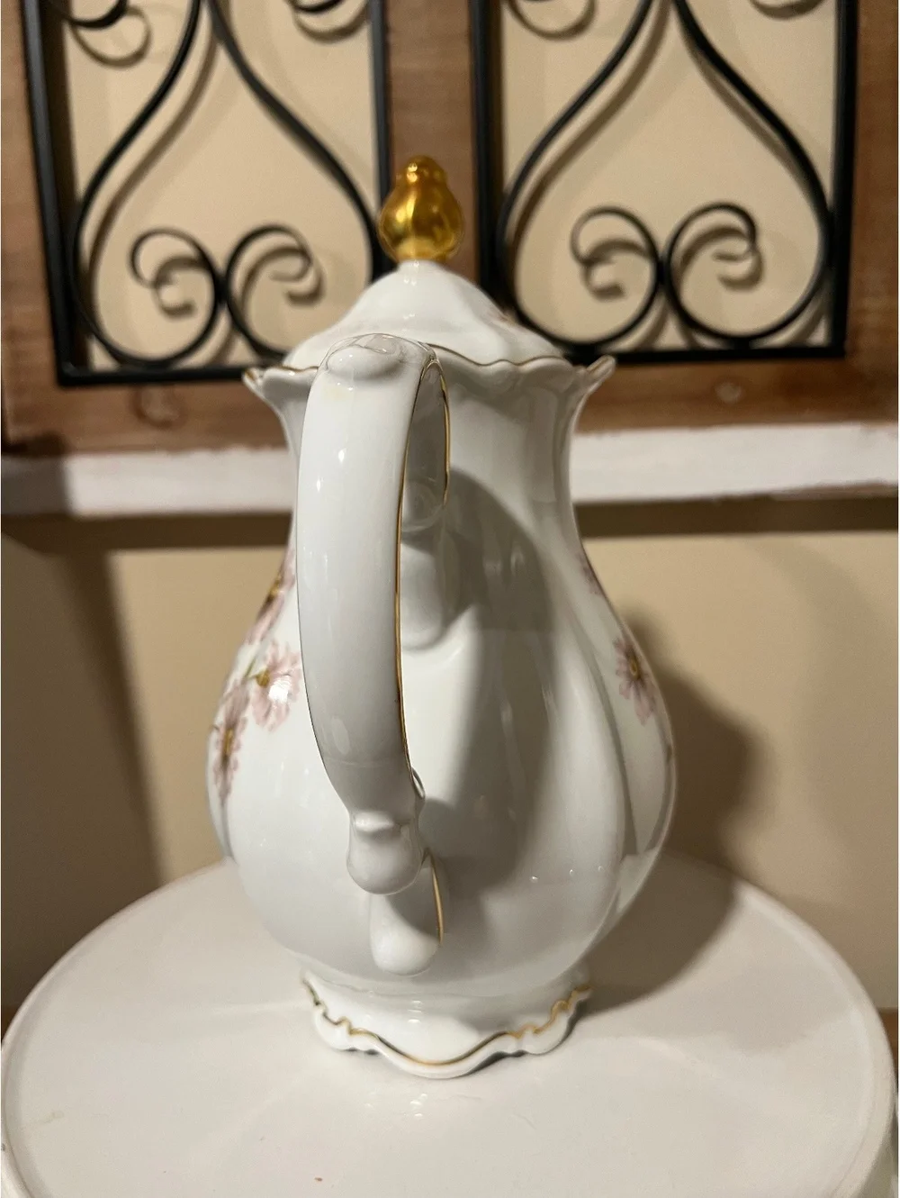 Vintage Mitterteich Bavaria Germany Cream Lavender Daisy Bell Teapot gold trim